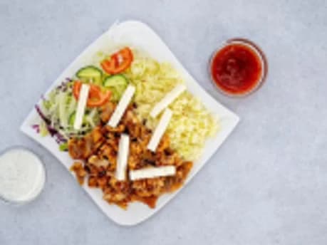 38. Kebab en plato ternera y pollo doble carne