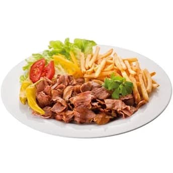 Plato mixto pollo, carne, lechuga, tomate y salsa