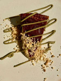 Tarta de Queso Ahumado con Pistacho